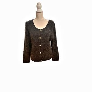 Vintage Peter Carol button black/gray tweed cardigan